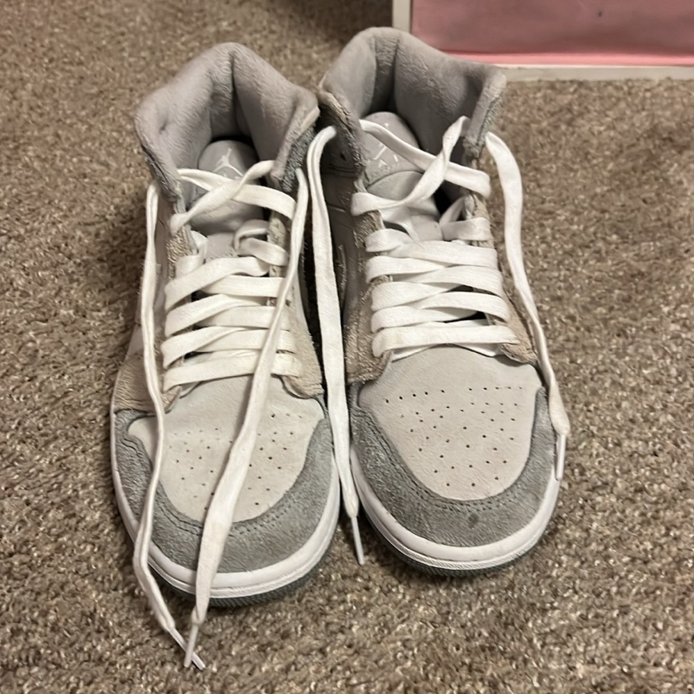Gray Jordans they are preppy and cute